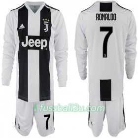 Günstige Fußballtrikots Juventus Ronaldo 7 Kinder Heimtrikot 2018/19 Langarm